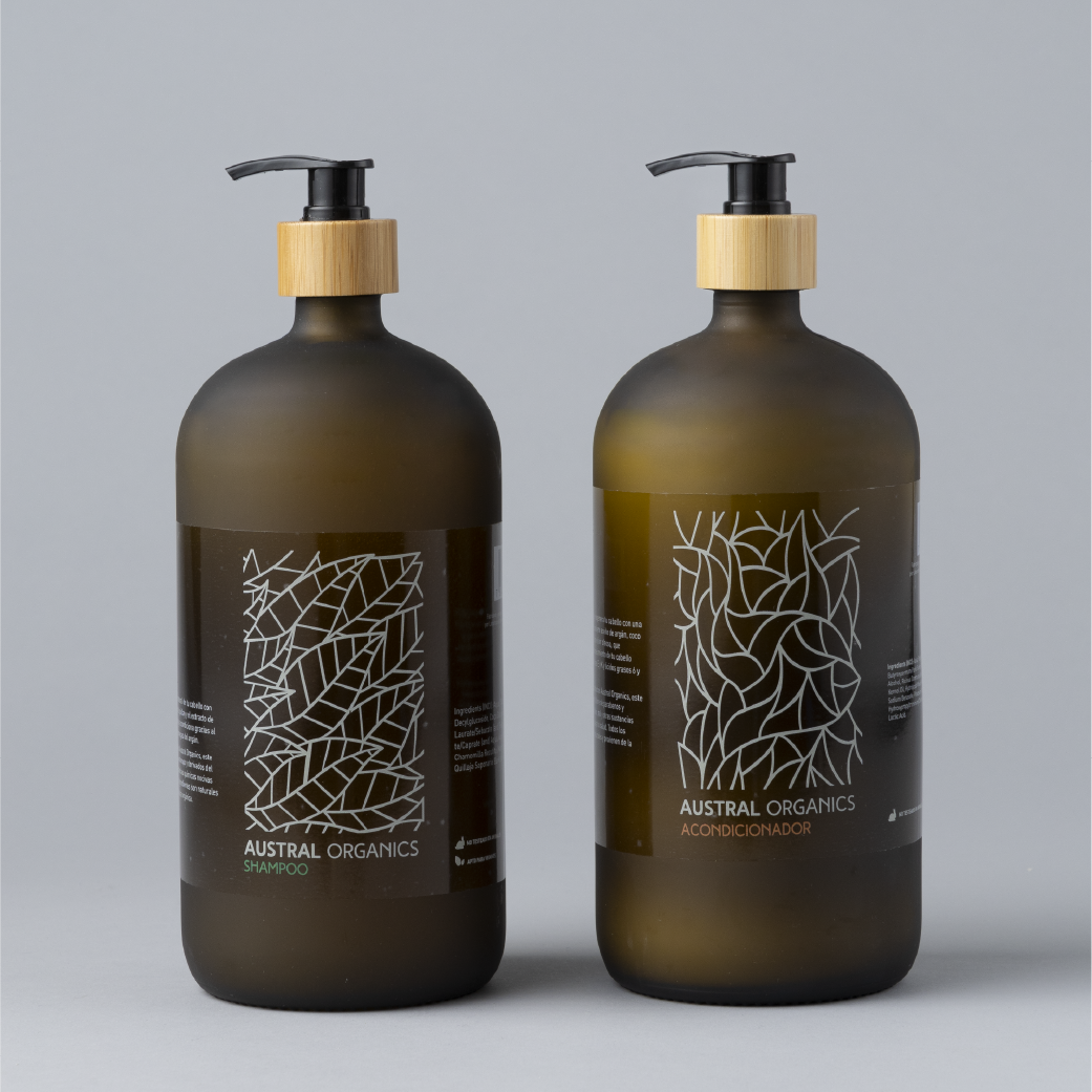 Shampoo 500 ml vidrio+ Acondicionador 500ml vidrio