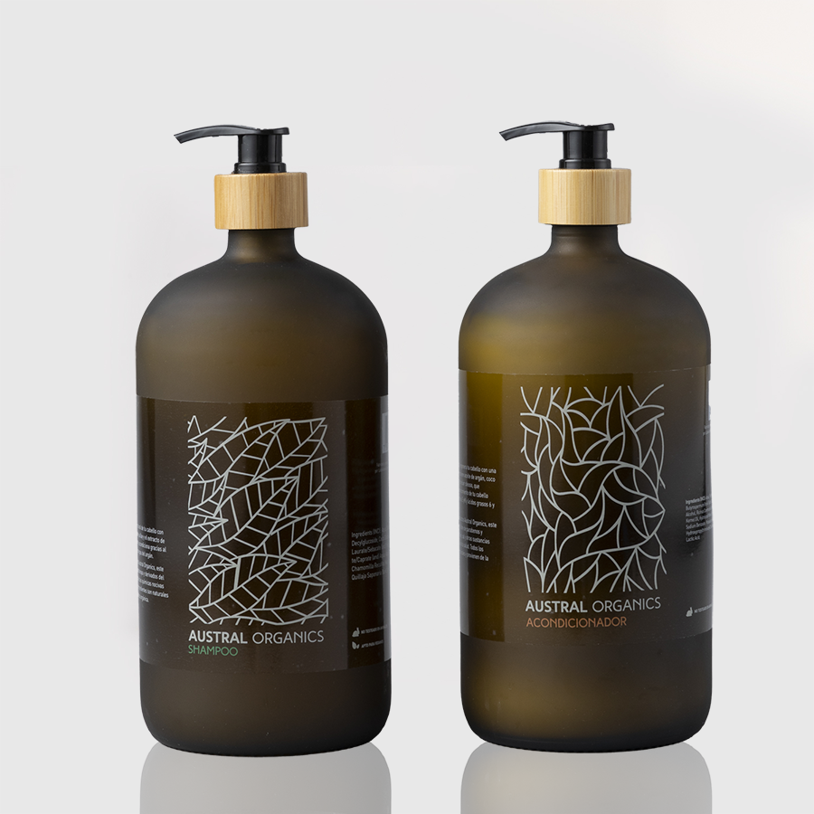 Shampoo 500 ml vidrio+ Acondicionador 500ml vidrio